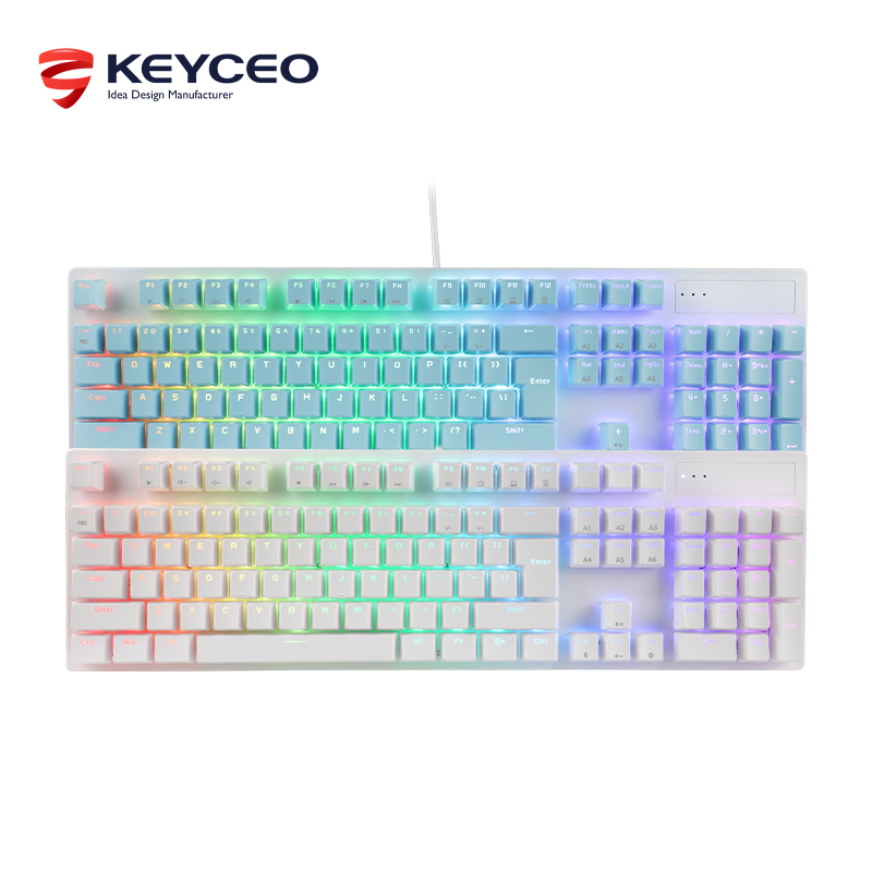 KY-MK55 104 Teclas con cable RGB LED Mecánico Gaming Teclado barato Teclas de doble inyección Gamer 8