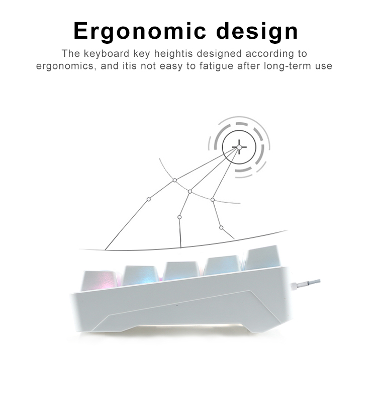 KY-MK64 Compact design 68 keys mechanical keyboard Printed logo,  Foldable Rubber feet 13