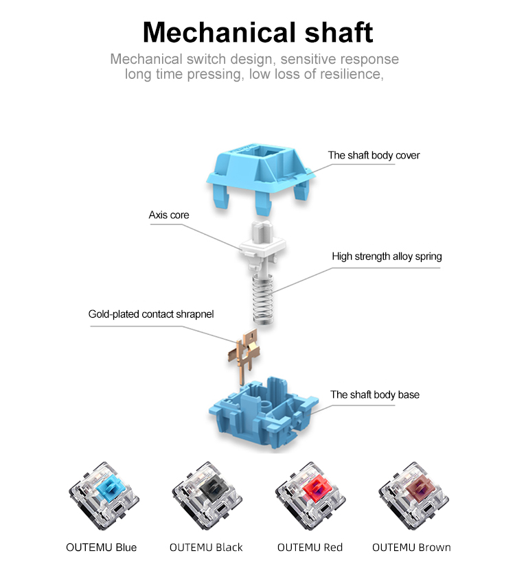 KY-MK55 104 Teclas con cable RGB LED Mecánico Gaming Teclado barato Teclas de doble inyección Gamer 12