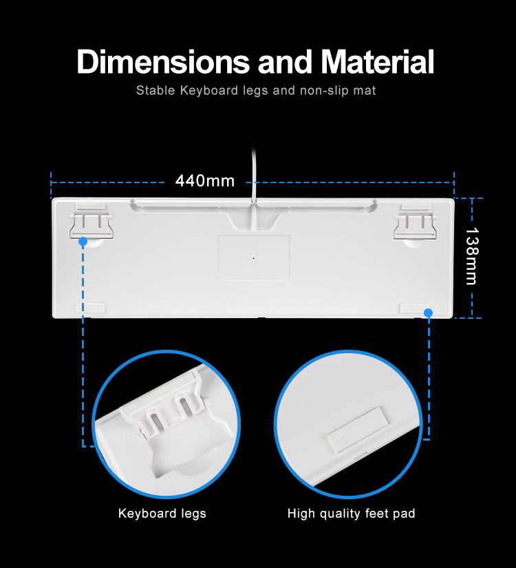 KY-MK55 104 Teclas con cable RGB LED Mecánico Gaming Teclado barato Teclas de doble inyección Gamer 14