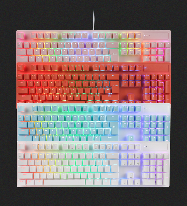 KY-MK55 104 Teclas con cable RGB LED Mecánico Gaming Teclado barato Teclas de doble inyección Gamer 16