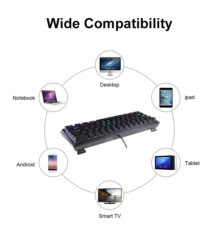 KY-K9961 Silent 60% Gaming Keyboard, RGB Backlit Ultra-Compact Mini Keyboard 15