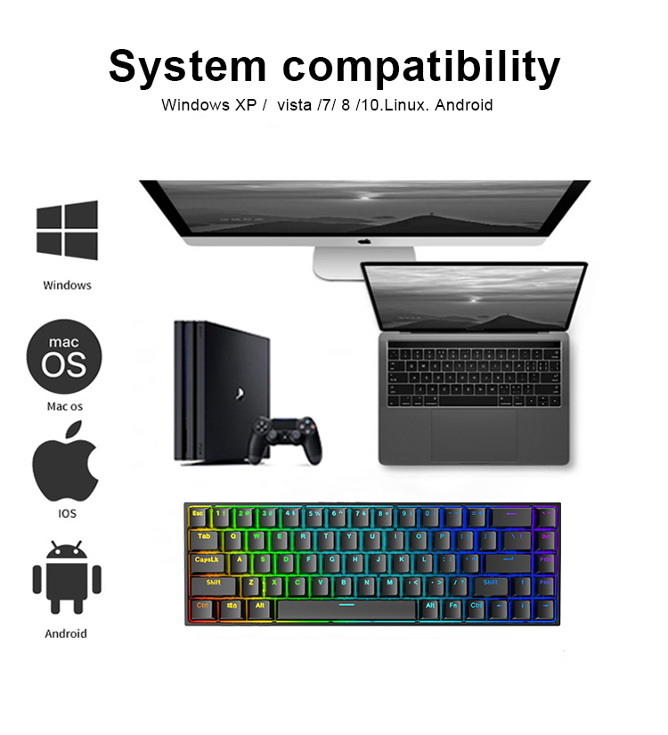 KY-MK68 Compact design 68 keys mechanical keyboard 14