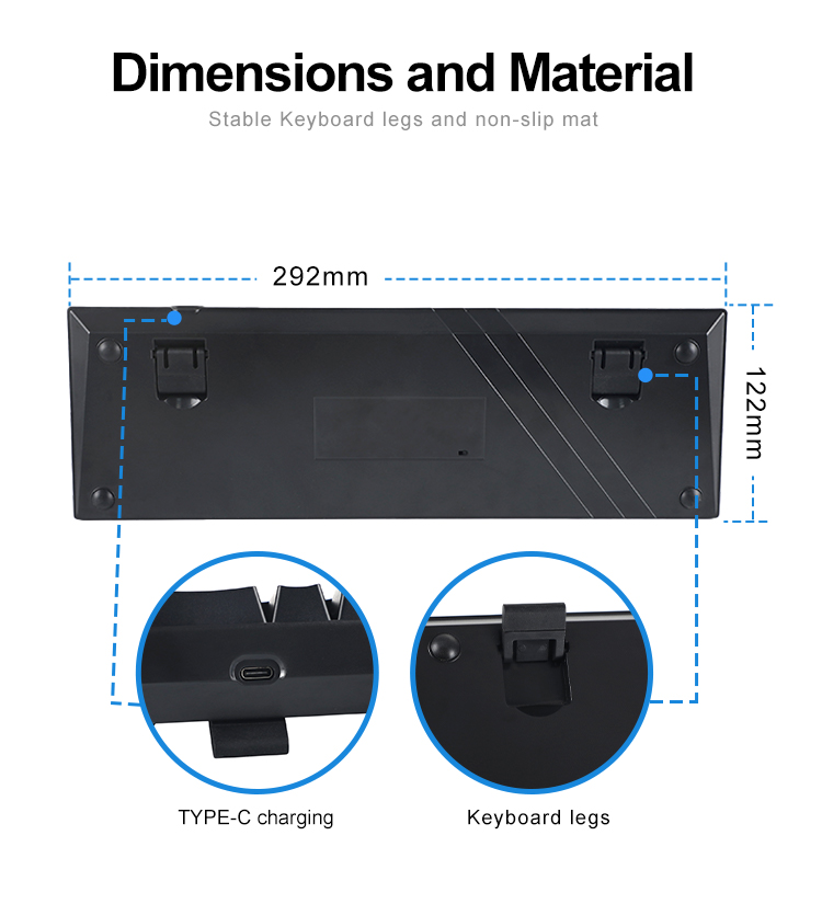 KY-MK68 Compact design 68 keys mechanical keyboard 15