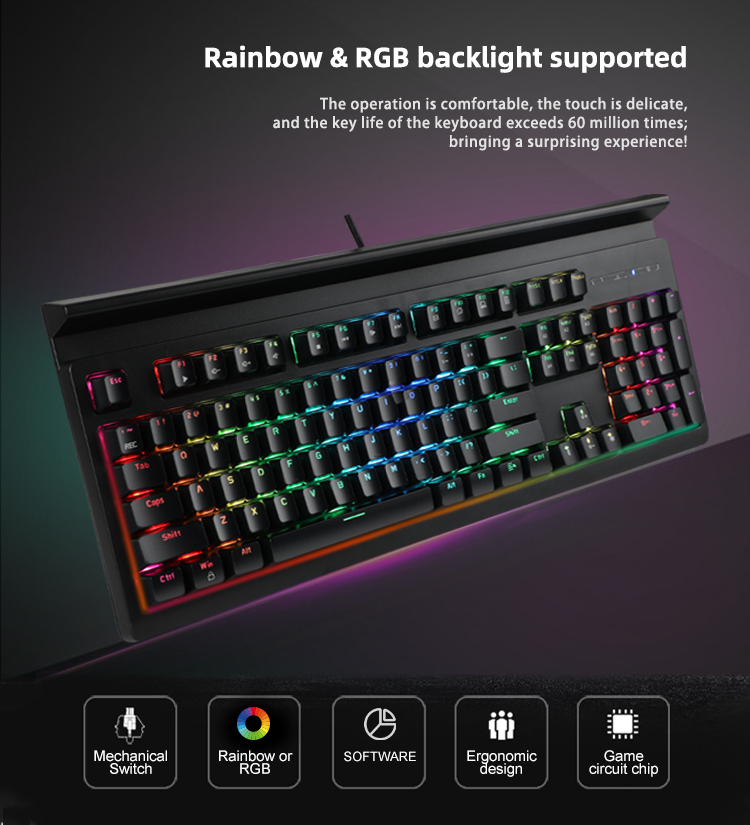 KY-MK98 IDM Rainbow & RGB backlight Mechanical Keyboard Compact design Full key versions mechanical keyboard with mobile 11
