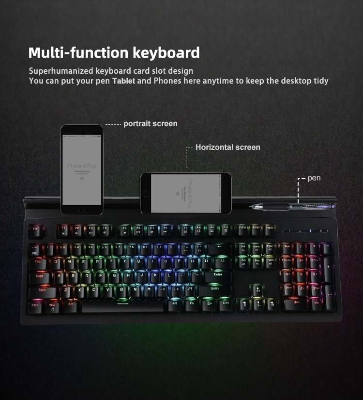 KY-MK98 IDM Rainbow & RGB backlight Mechanical Keyboard Compact design Full key versions mechanical keyboard with mobile 13