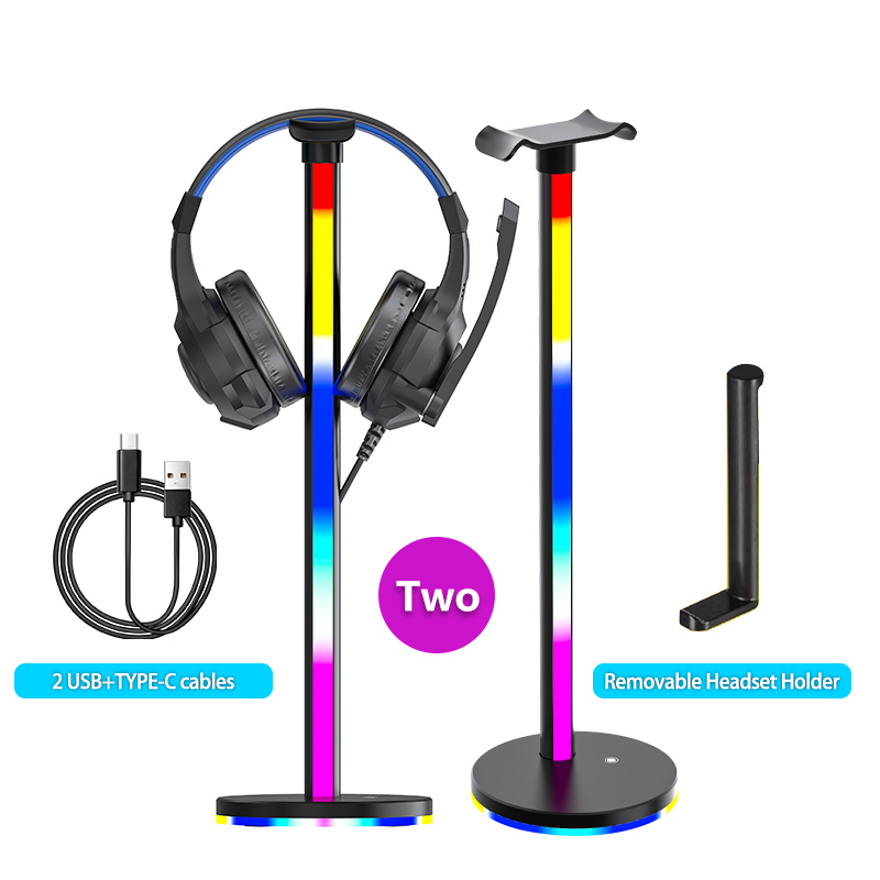 KY-HB03 工場出荷時のヘッドフォンホルダー 2 USB ポート RGB ゲーミングヘッドセットスタンド Type-C 携帯電話でライトモードを変更 OEM/ODM 8