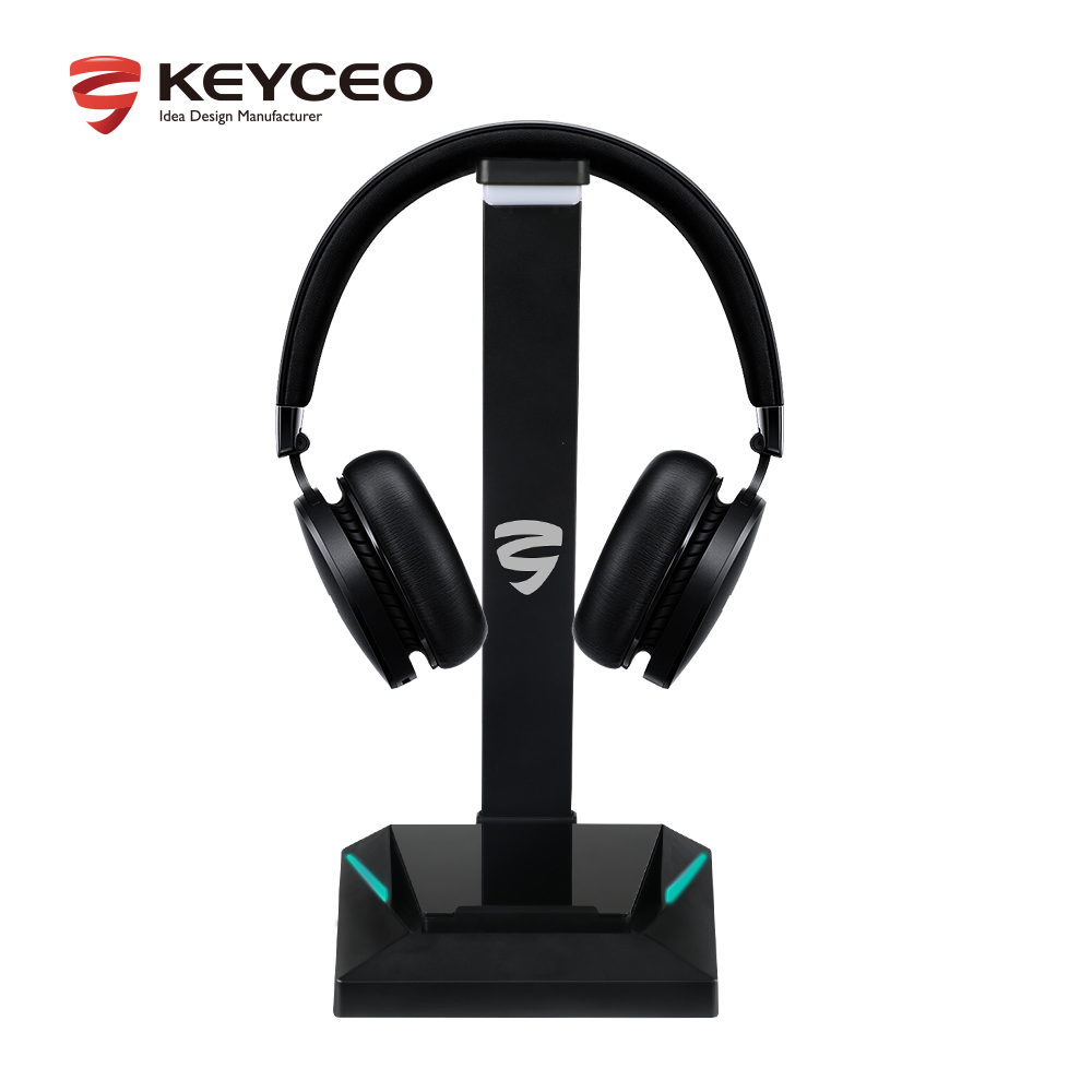 Soporte para auriculares KY-HB02 2 USB Interfaz TYPE-C Soporte para auriculares para juegos Soporte para auriculares con abrazadera de cable 8