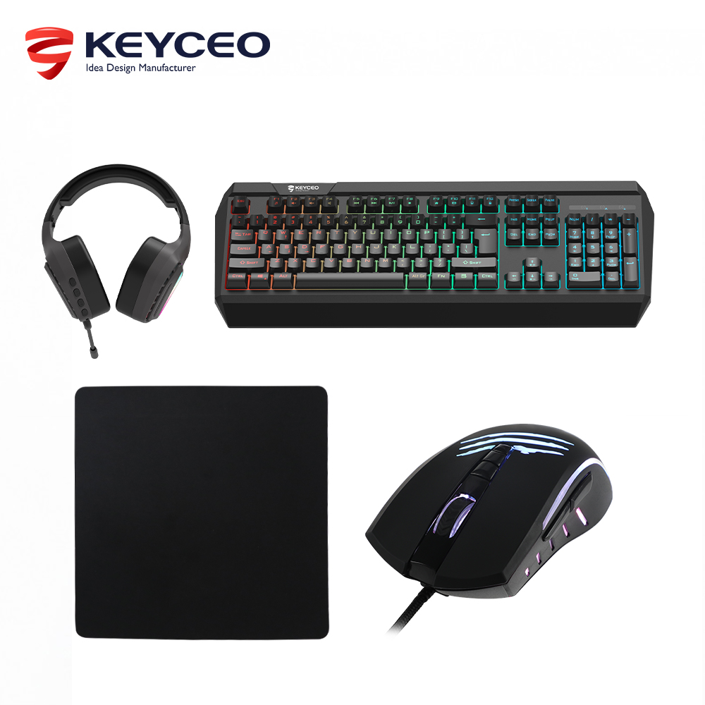 OMG-4 IN 1 souris et clavier Gaming Combo RGB12 PCS Touches multimédia 3600DPI Design ergonomique 8
