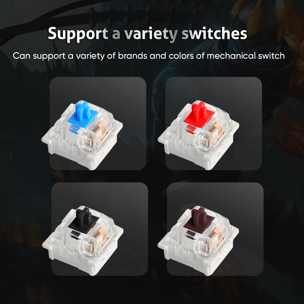 KY-MK86 لوحة مفاتيح ميكانيكية سلكية بإضاءة خلفية RGB / قوس قزح مفاتيح ميكانيكية مخصصة المملكة المتحدة الإنجليزية الألمانية الفرنسية لوحة مفاتيح USB للألعاب 104 مفتاح 14