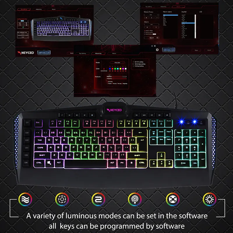 Membrane Keyboard Gaming Support All the Languange Keyceo 8