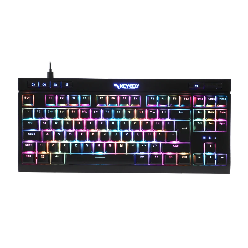 لوحة مفاتيح الألعاب KY-MK47 لوحة مفاتيح ميكانيكية RGB لبيئة العمل لوحة مفاتيح لاسلكية Sunken ABS ثنائية اللون مزودة بعجلة التحكم في مستوى الصوت 1