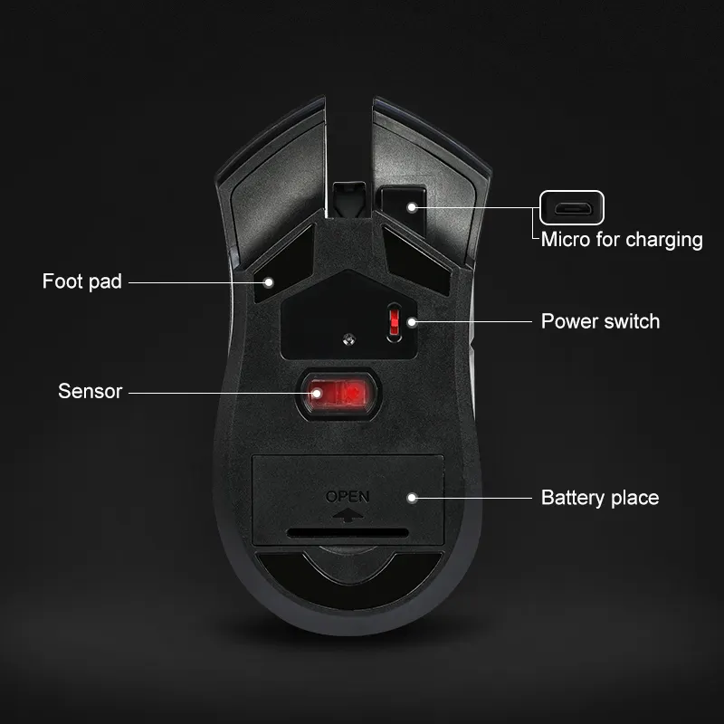 Keyceo Brand 3000 110*65*40mm 2.4G Wireless Rechargeable Wireless Mouse Manufacture 8