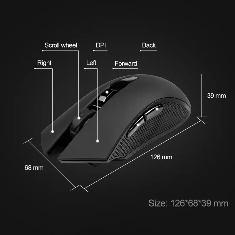 Keyceo Brand 3000 110*65*40mm 2.4G Wireless Rechargeable Wireless Mouse Manufacture 6