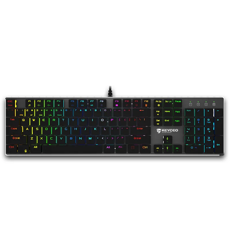 KY-MK100 Wholesale RGB Altra Slim Real Mechanical Keyboard Aluminum top cover + ABS bottom case Double injection keycaps 1