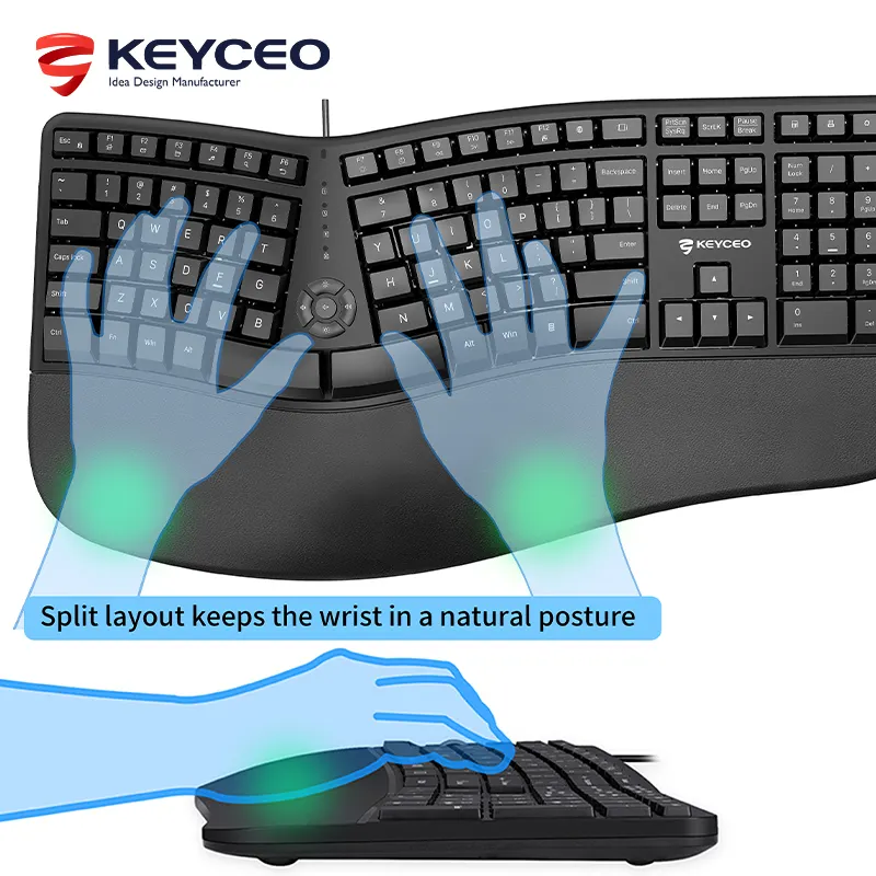 Keyceo Brand Best Wired Keyboard for Office Work Bluetooth/wired/wireless 485x255x47mm KY-K880 8