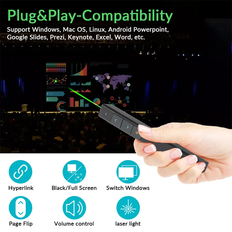 Keyceo Brand RLP303 China Custom Usb Wireless Presenter 3