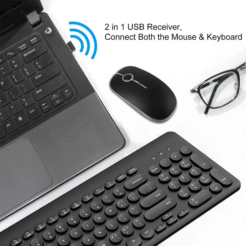 Quiet Wireless Keyboard and Mouse Keyceo 4