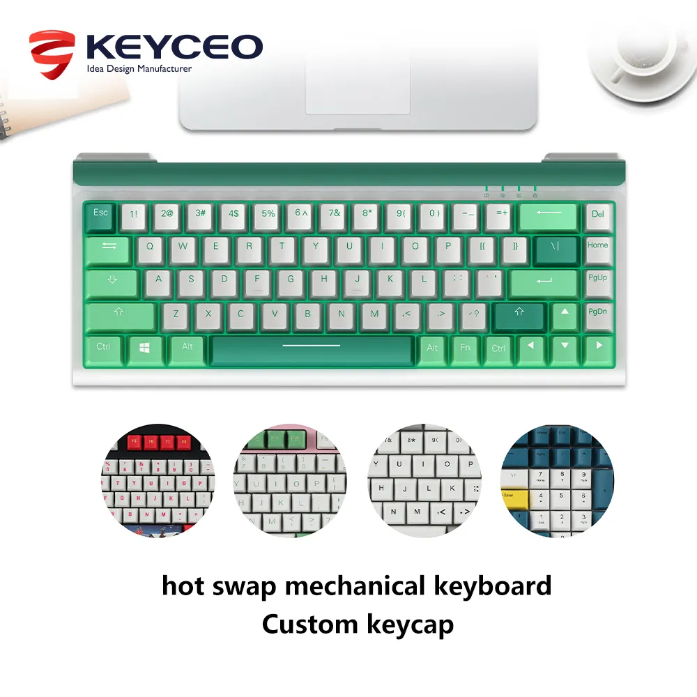 Wireless Mechanical Keyboard for Gaming Keyceo Brand Wired + 2.4G Wireless + Bluetooth 2