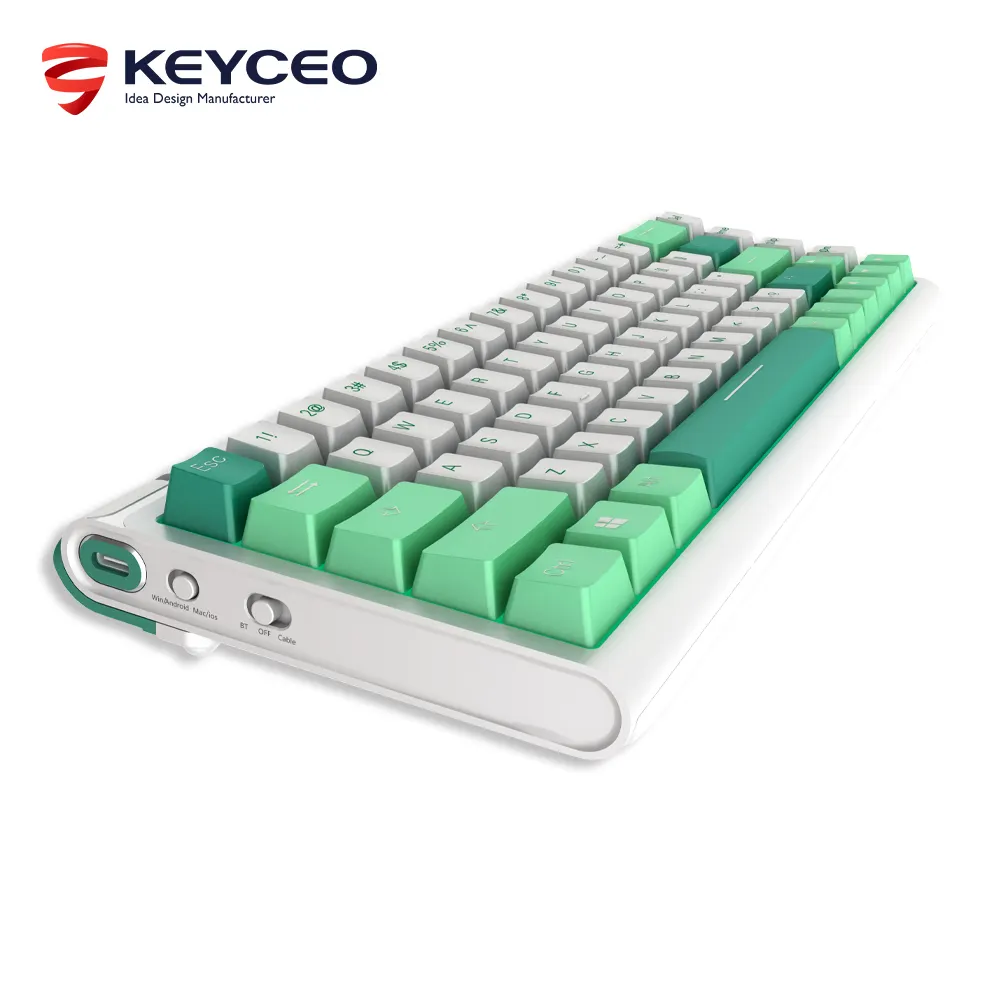 Wireless Mechanical Keyboard for Gaming Keyceo Brand Wired + 2.4G Wireless + Bluetooth 3