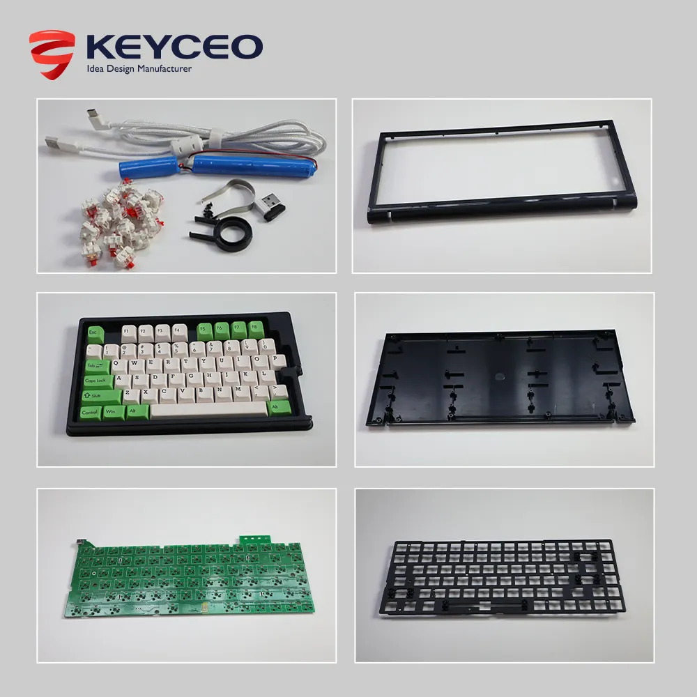 Wireless Mechanical Keyboard for Gaming Keyceo Brand Wired + 2.4G Wireless + Bluetooth 6