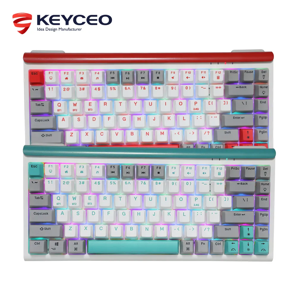 Wireless Mechanical Keyboard for Gaming Keyceo Brand Wired + 2.4G Wireless + Bluetooth 5