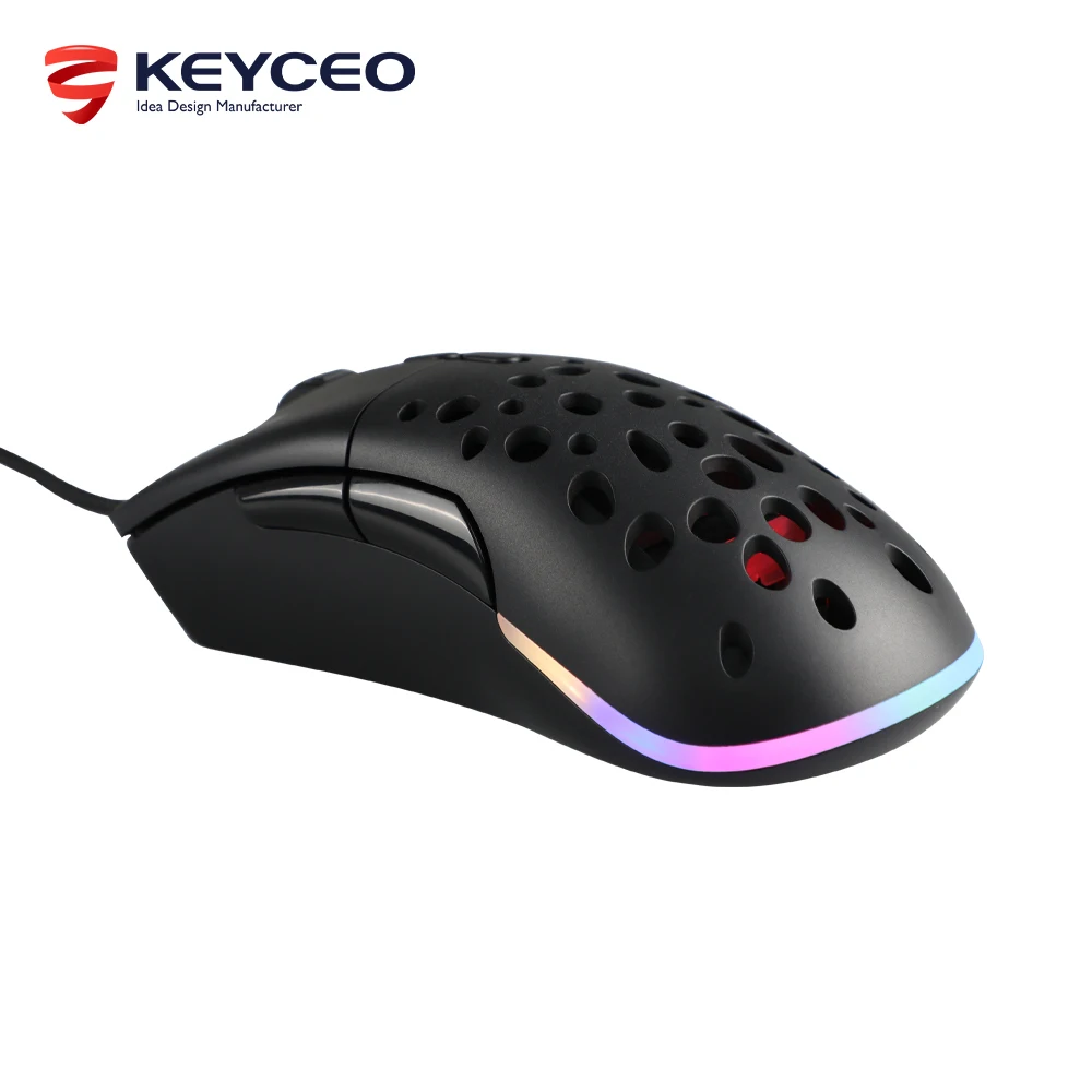 KY-M1030 Fabricante chinês Tampa superior substituível para com ou sem furo Rgb Backlit personalizado Mouse para jogos com fio sem fio 12800 DPI 1