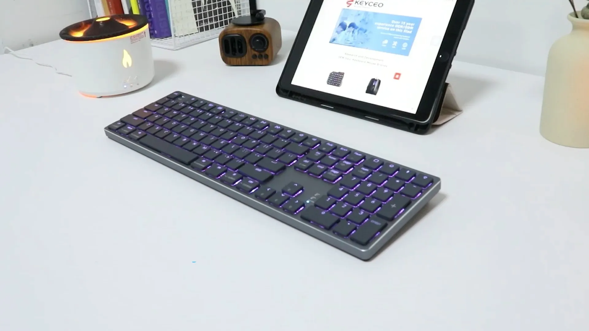 KY-MK108 Chocolate mechanical keyboard thin bluetooth+2.4G+USB chocolate structure keycap design,Upper cover aluminum alloy material 1