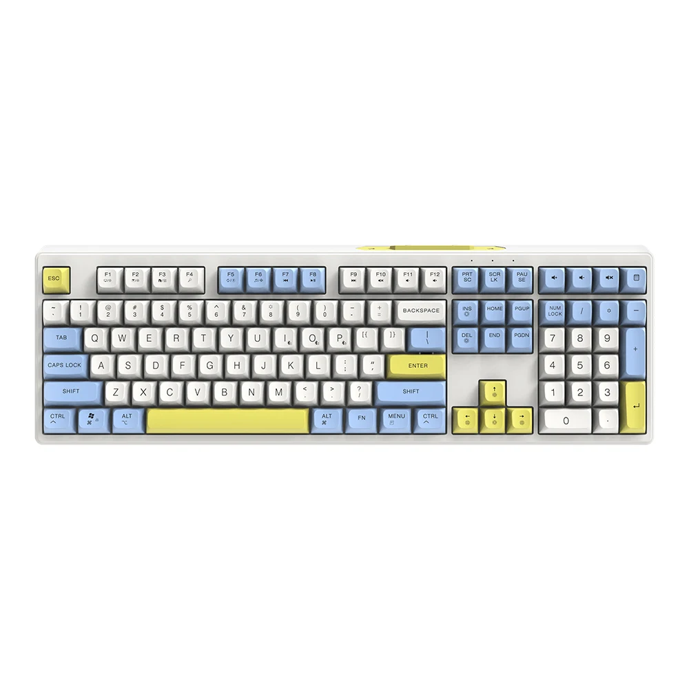 KY-K9971 Teclado para juegos al por mayor Teclado de membrana RGB para juegos Soporte blanco personalizado con tres modos cableados, 2,4G e inalámbricos 1