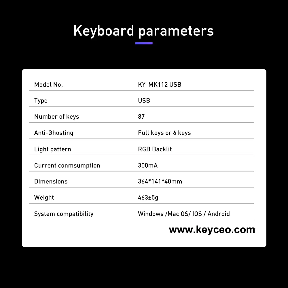 Custom OEM Mechanical Keyboard 463±59g Keyceo 8