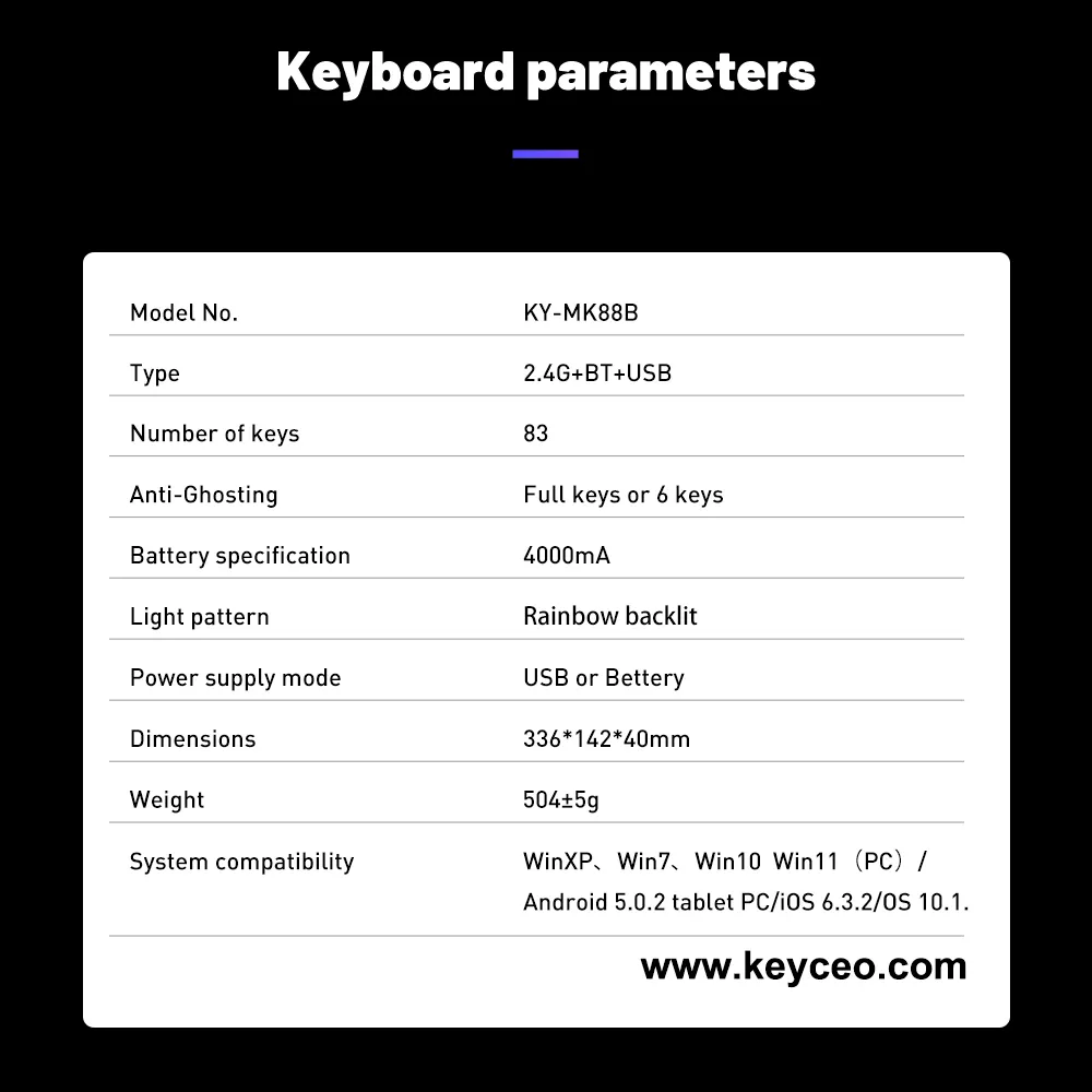 Custom Best Gaming Keyboard Manufacturer KY-MK88B Keyceo 10