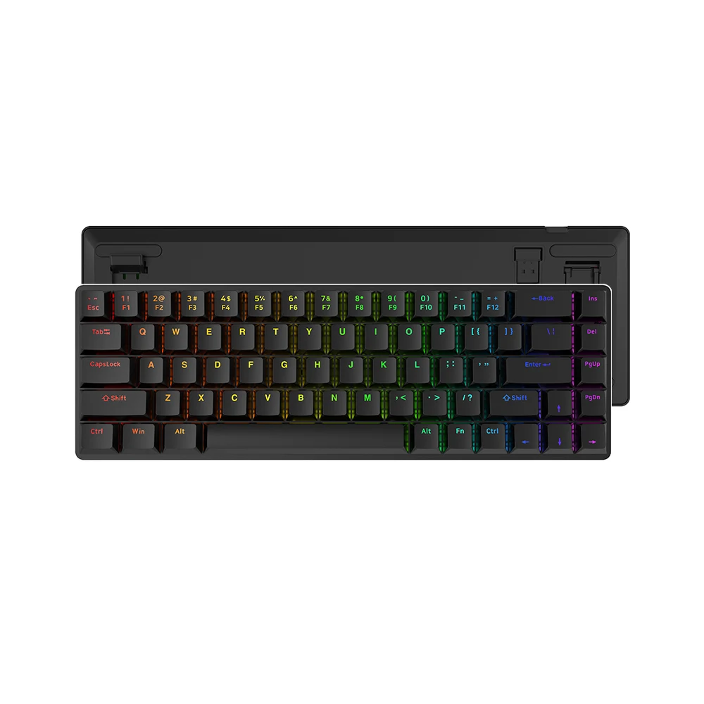 KY-MK104 68 tasti layout tasti alti e bassi caratteri tastiera meccanica da gioco retroilluminata RGB trasparente 1