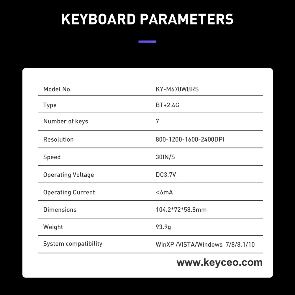 OEM Keyboard KY-M670WBRS - - Keyceo 10