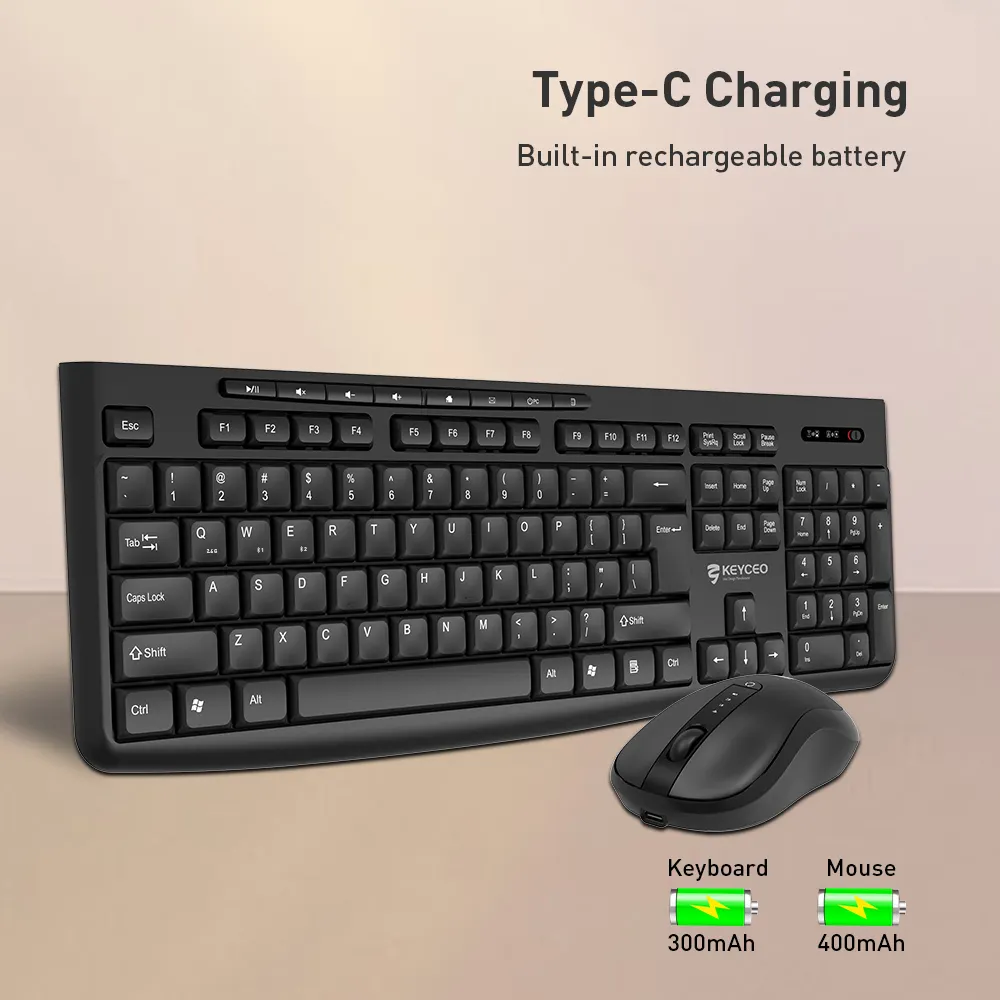 Office Works Keyboard and Mouse Wireless 2.4G+BT WIRELESS COMBO - - Keyceo 4