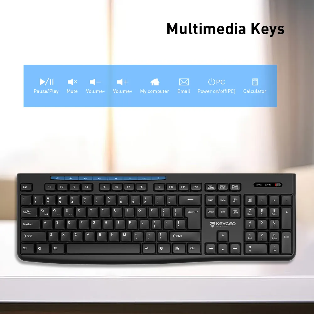 Office Works Keyboard and Mouse Wireless 2.4G+BT WIRELESS COMBO - - Keyceo 7