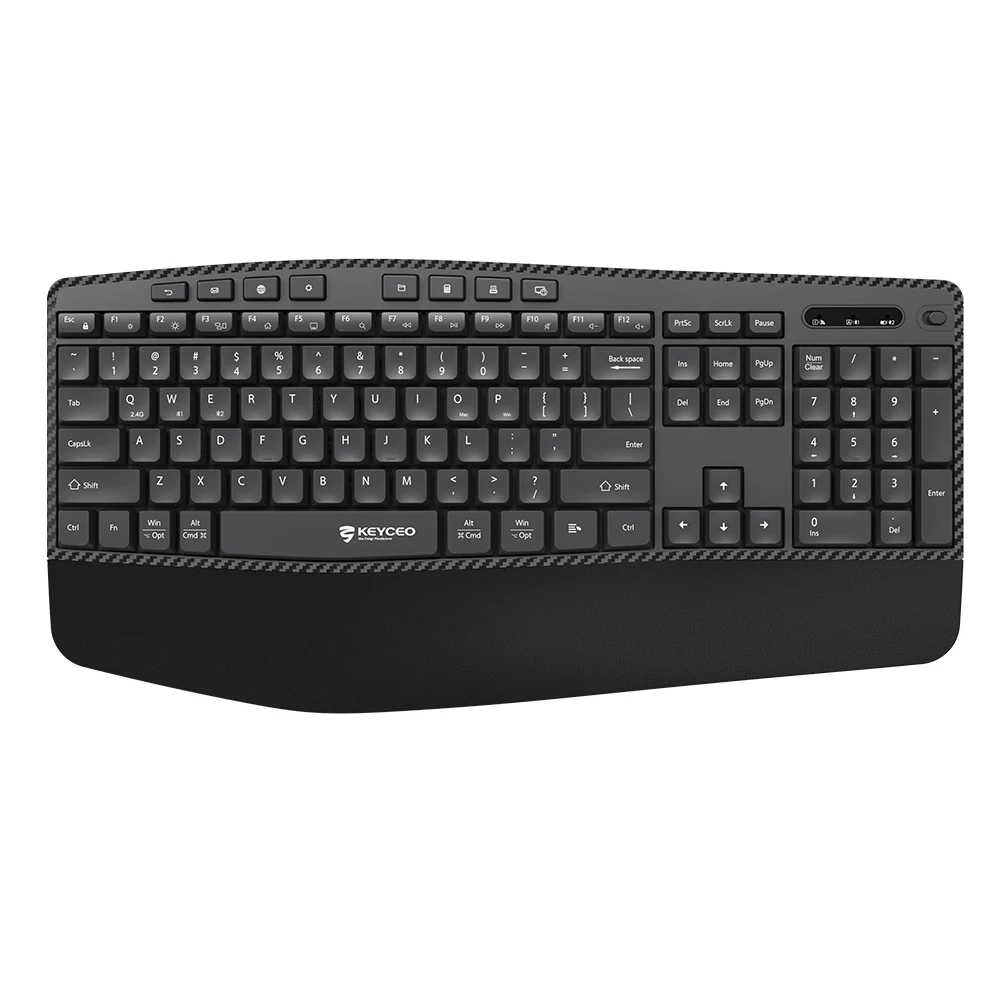 Tastiera ergonomica Wave KY-K887 | Wireless BT+2.4G, compatibile con Windows e Mac, 8 tasti di scelta rapida, resistente agli schizzi, tastiera ergonomica per computer OEM ODM IDM KEYCEO 1