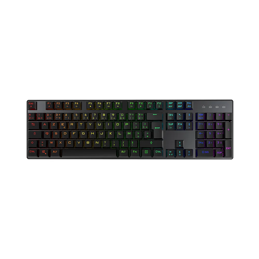 KY-MK400 Low-Profile Mechanical Keyboard with 2.4G, Bluetooth, USB, RGB Lighting & 2000mAh Battery 1