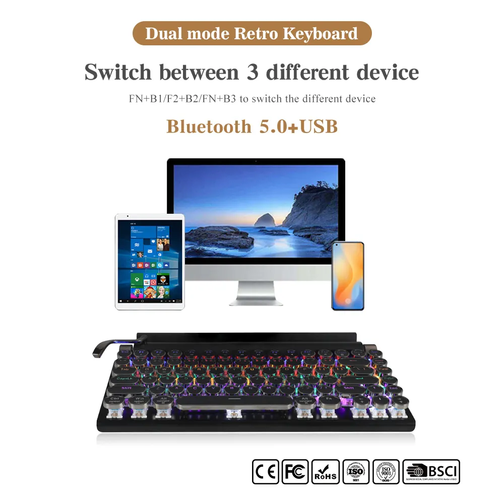 Rainbow Or RGB Dongguan Good Keyboards for Gaming Keyceo 3