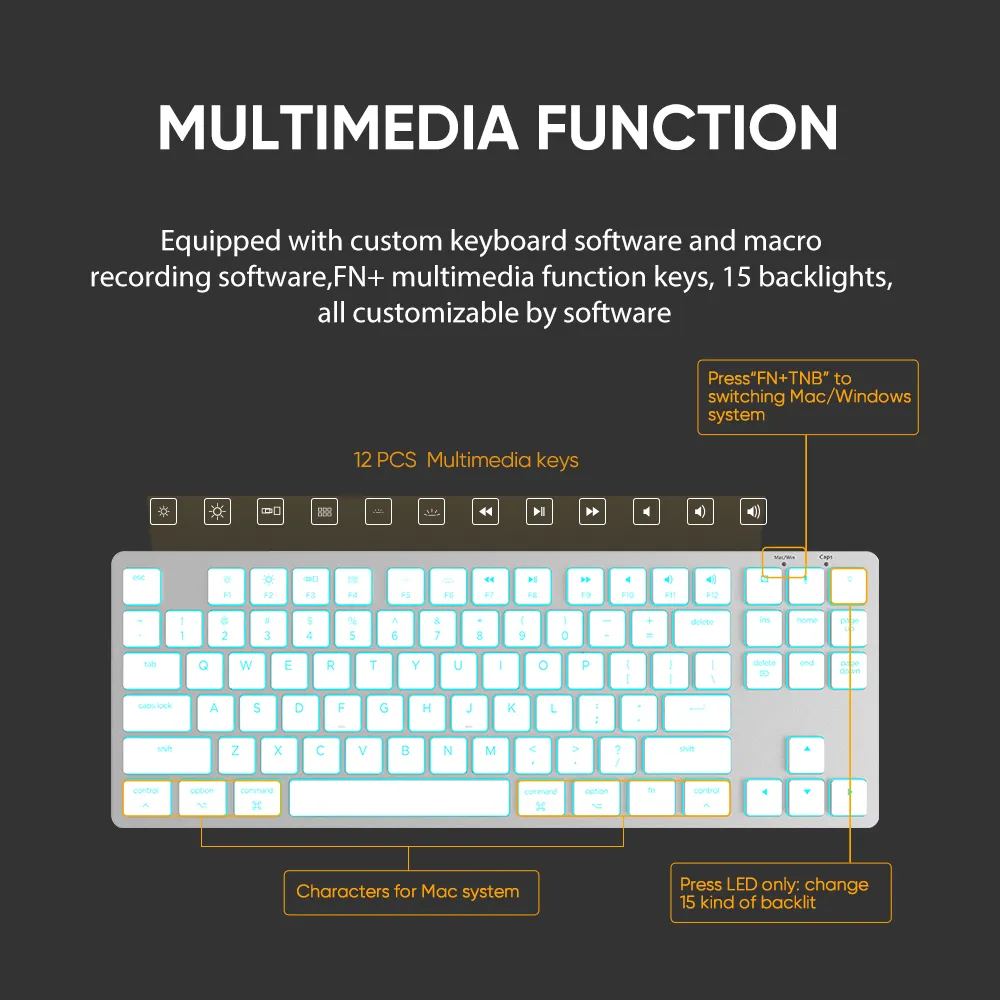 Wireless Mechanical Gaming Keyboard UK KY-MK101 Keyceo Brand Wireless Mechanical Gaming Keyboard 5
