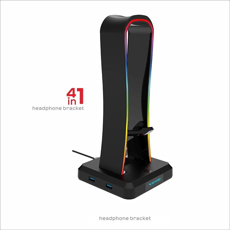 새로운 디자인 Rgb 4 Usb 헤드셋 브래킷 알루미늄 게임용 헤드폰 스탠드 소프트 마우스 케이블 클리트 헤드셋 홀더 1