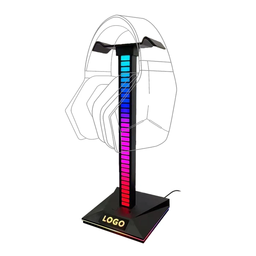 Továreň s 2 portami USB Držiak slúchadiel Rgb stojan na herné slúchadlá podsvietený multifunkčný kľúč Keyceo 1