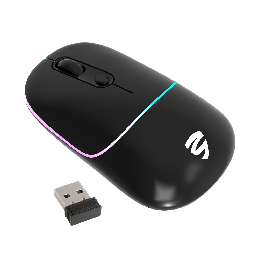 Guter Preis, RGB-Büromaus mit Hintergrundbeleuchtung, 2,4 G + BT-Modus, leise, komfortable, farblich anpassbare Maus 1