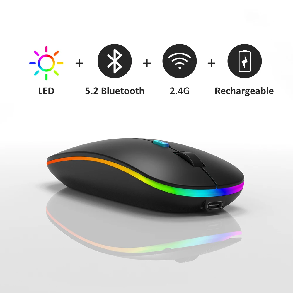 Oem Custom 2.4 myš Bluetooth 5.0 bezdrôtová myš Office Silent Rgb podsvietenie nabíjateľná herná myš mini pre prenosný počítač 1