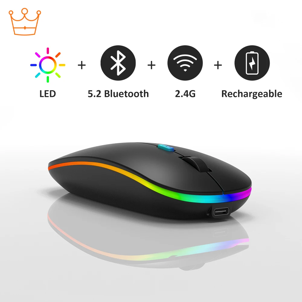 Fabrik Großhandel Oem benutzerdefinierte Maus RGB Gaming BT 2,4 g Dual-Modus USB PC Laptop Computer wiederaufladbare drahtlose Maus Büro leise 1