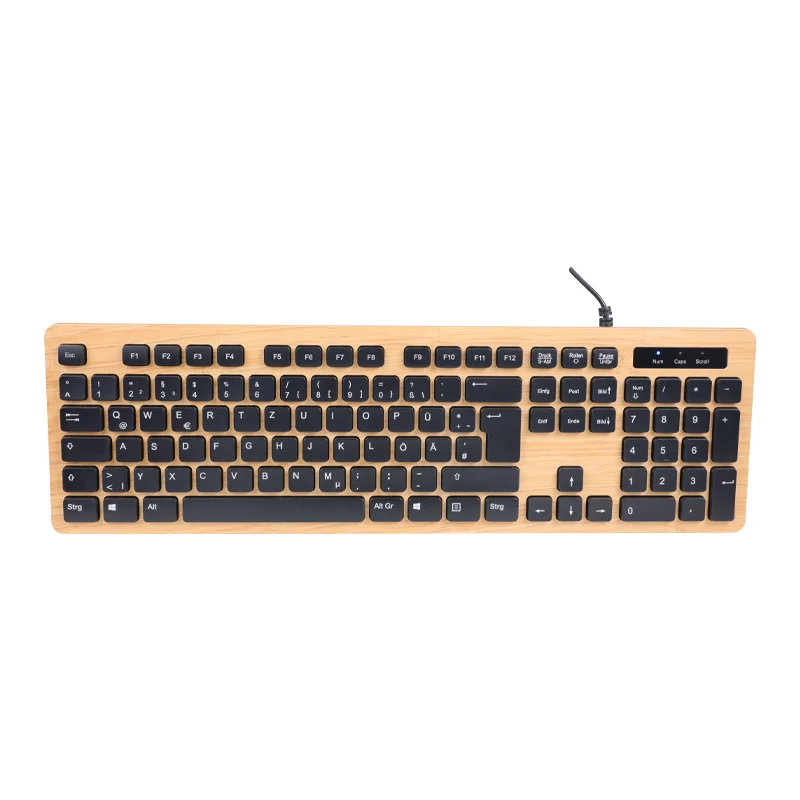 Tragbare Mini-Tastatur mit 104 Tasten, Schokoladentastatur, kabelgebunden, Spiel, Business, Büro, Bambustastatur 1