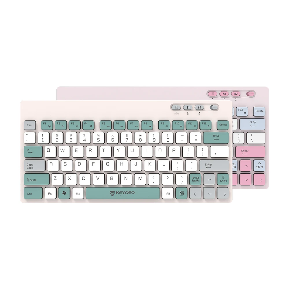 Mini-Funktastatur, Bluetooth, 2,4 g, Tastatur für Büro, Schokoladen-Tastenkappe, kleine Größe, kompaktes Layout, kabellose Computer-Tastatur 1