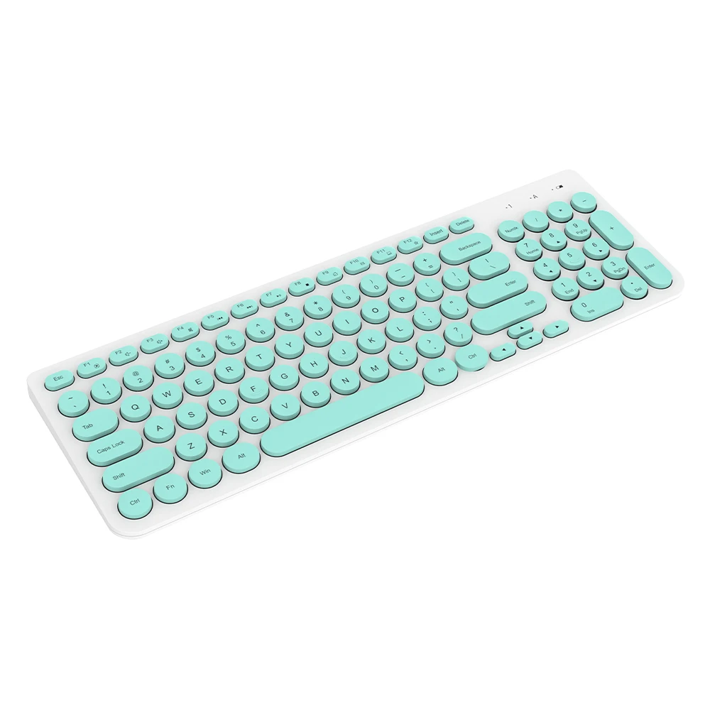 Runde Tastatur, kabellos, weiß, 2,4 g, versunkene runde Tastenkappe, Strukturdesign, Bluetooth-Tastatur 1
