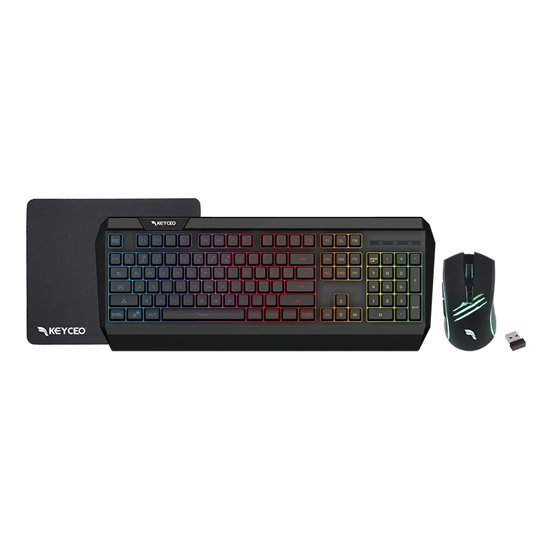 Alfombrilla para teclado y ratón 3 en 1, combinación de teclado y ratón inalámbricos Rgb, adecuado para jugadores, soporte ergonómico, función de bloqueo Win Odm 1