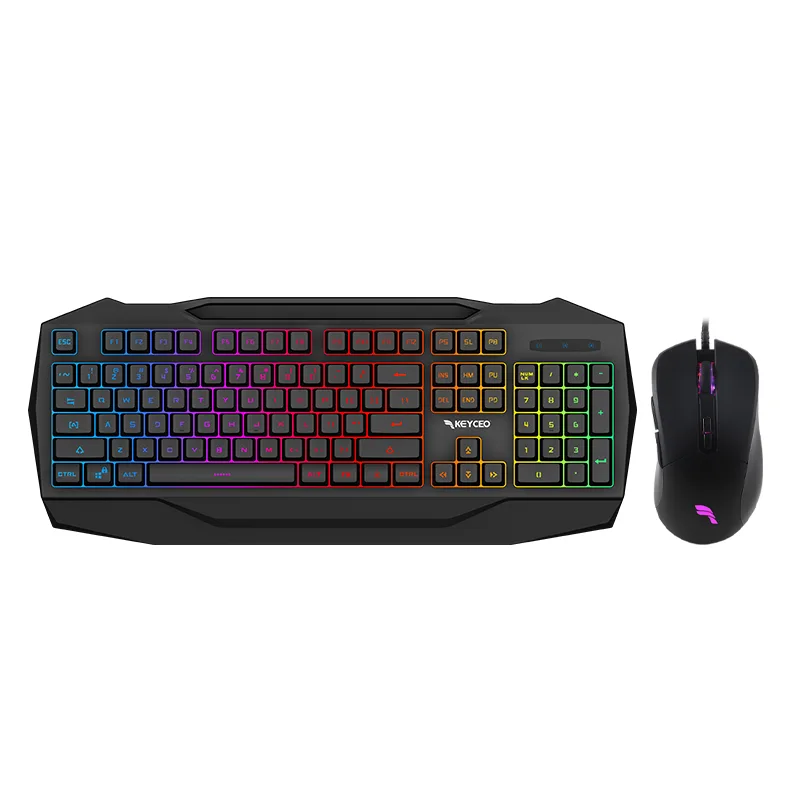 Keyceo-teclado 2 en 1, ratón para juegos, juegos por cable, Combo Rgb, 3200dpi, adecuado para jugadores, usuario, ergonómico, Multimedia 1