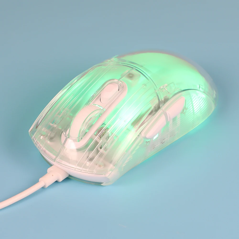 Transparente Gaming-Maus, kabelgebunden, wiederaufladbar, Spielcomputer, leise, benutzerdefinierte RGB-OEM-IDM-Keyceo 1